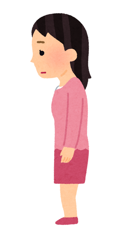 猫背になっている人のイラスト