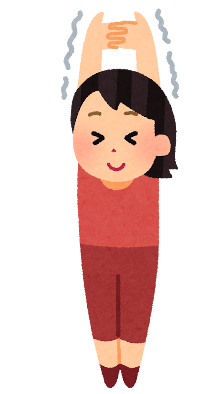 背伸びをしている人のイラスト
