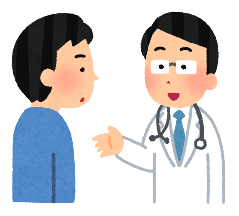 患者さんの経過を医師が説明する場面
