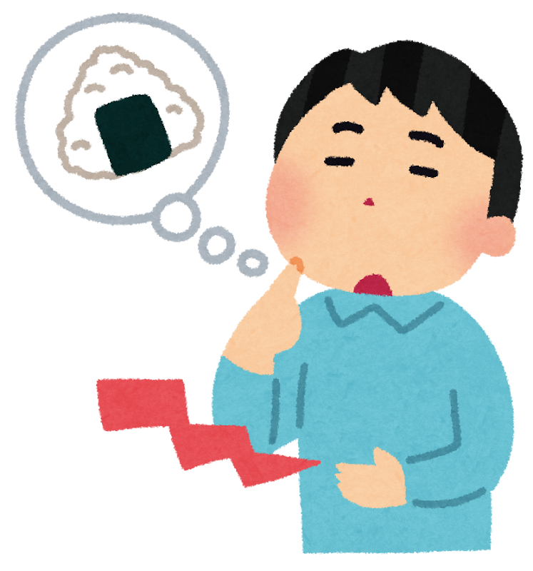空腹でお腹が鳴っている人のイラスト