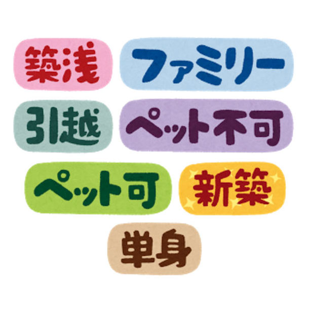 賃貸物件の条件に関するマークのイラスト