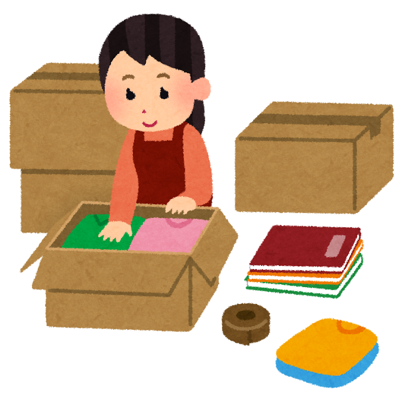 荷造りをしている人のイラスト