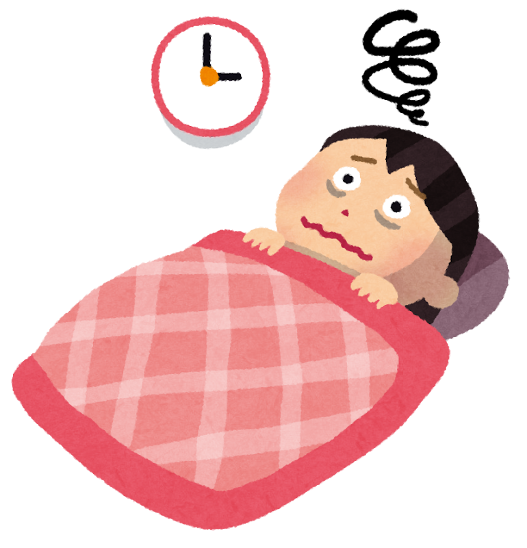 眠れずに困っている人のイラスト