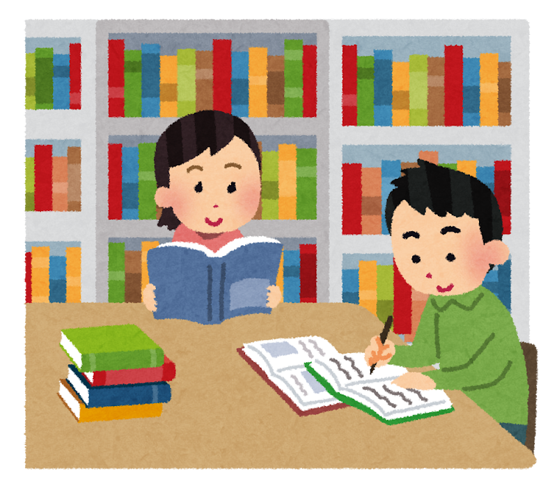 講義を休んだ日の代わりの時間を図書館で確保しているイメージ