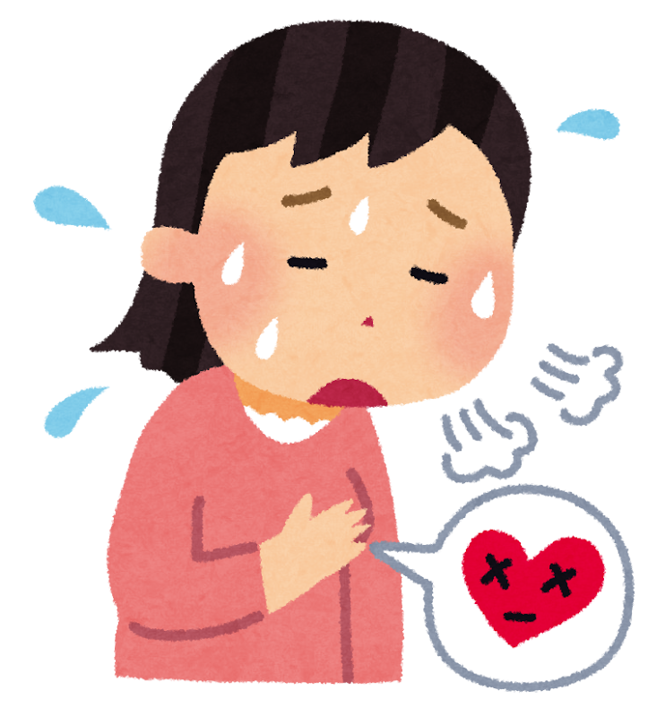 動悸と息切れを感じている人のイラスト