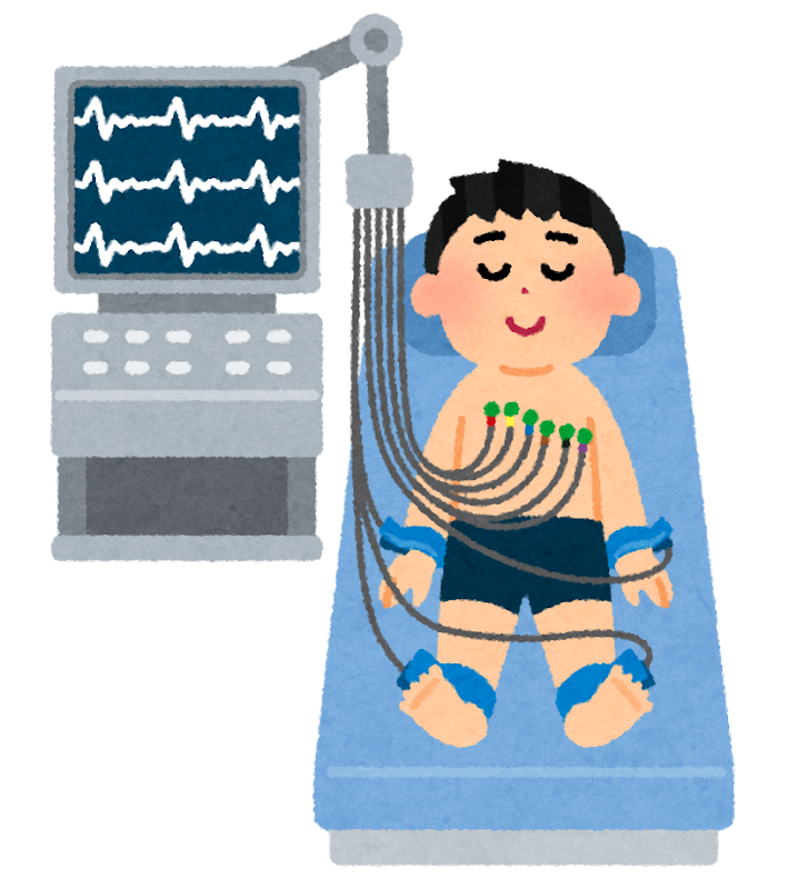 心電図検査を受ける人のイラスト