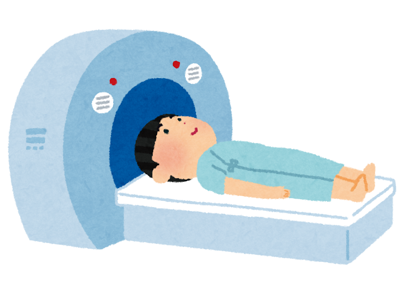 MRI検査を受ける人のイラスト